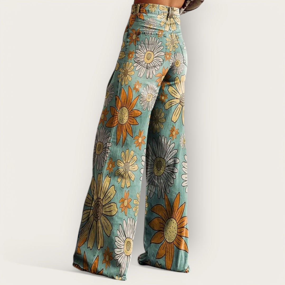 Ovogue-Paris™ | Pantalon ample à fleurs vintage