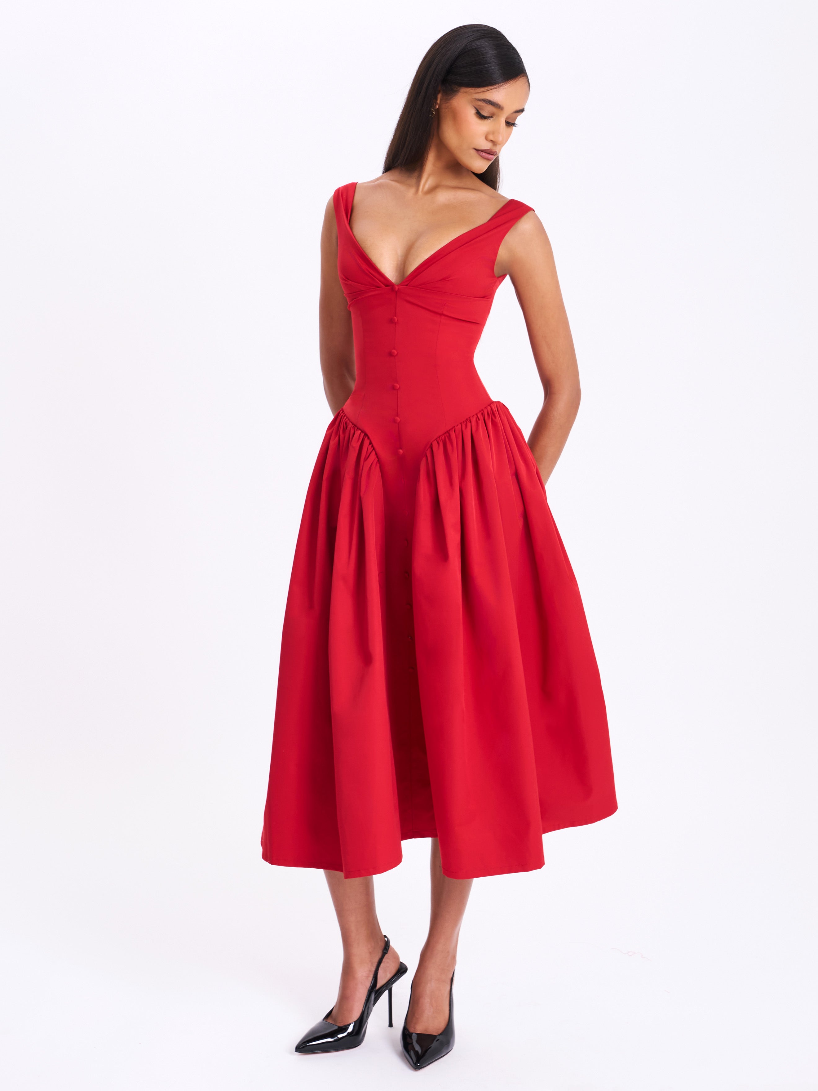 Ovogue-Paris™ | Robe Midi Rouge