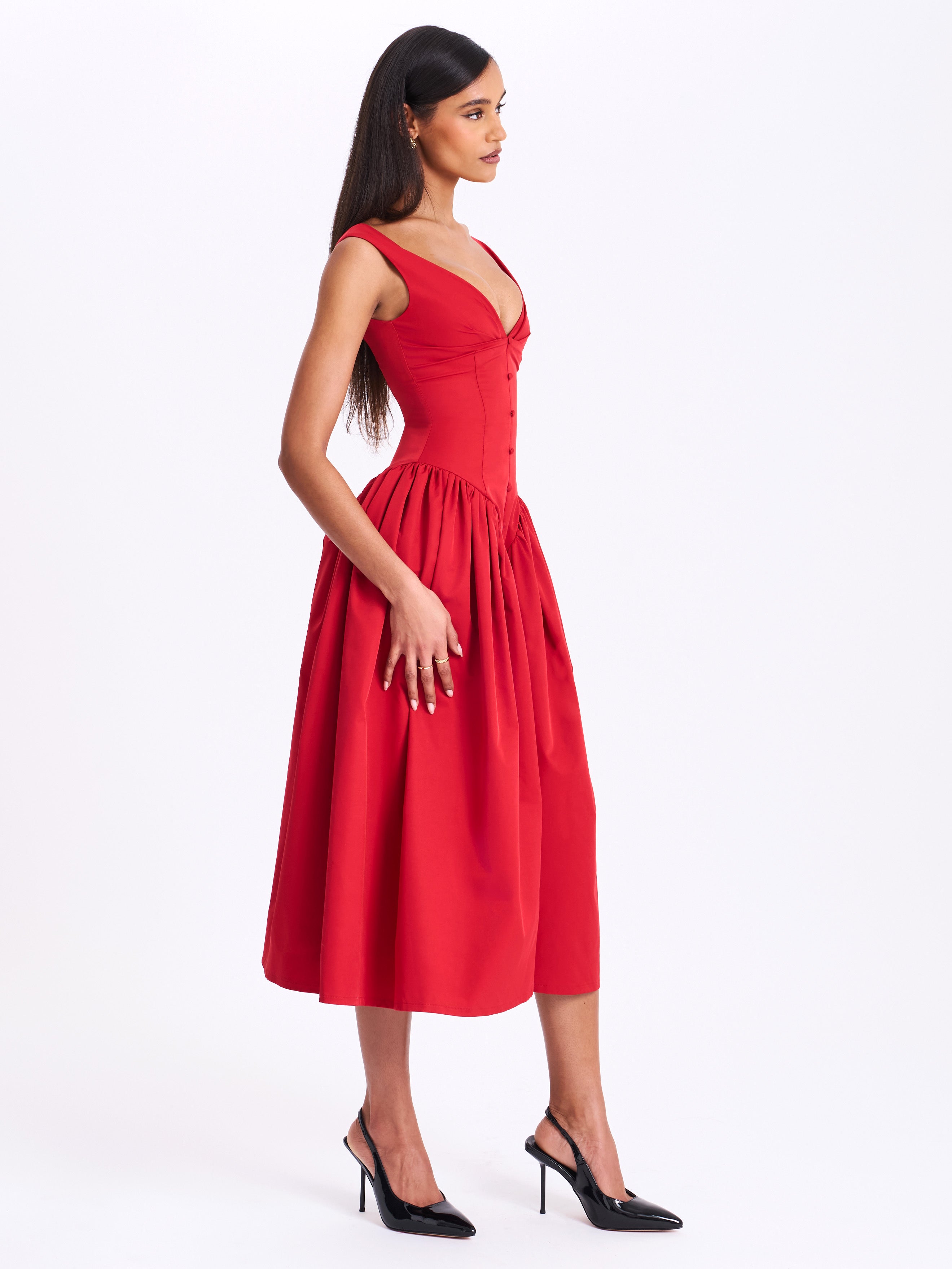 Ovogue-Paris™ | Robe Midi Rouge