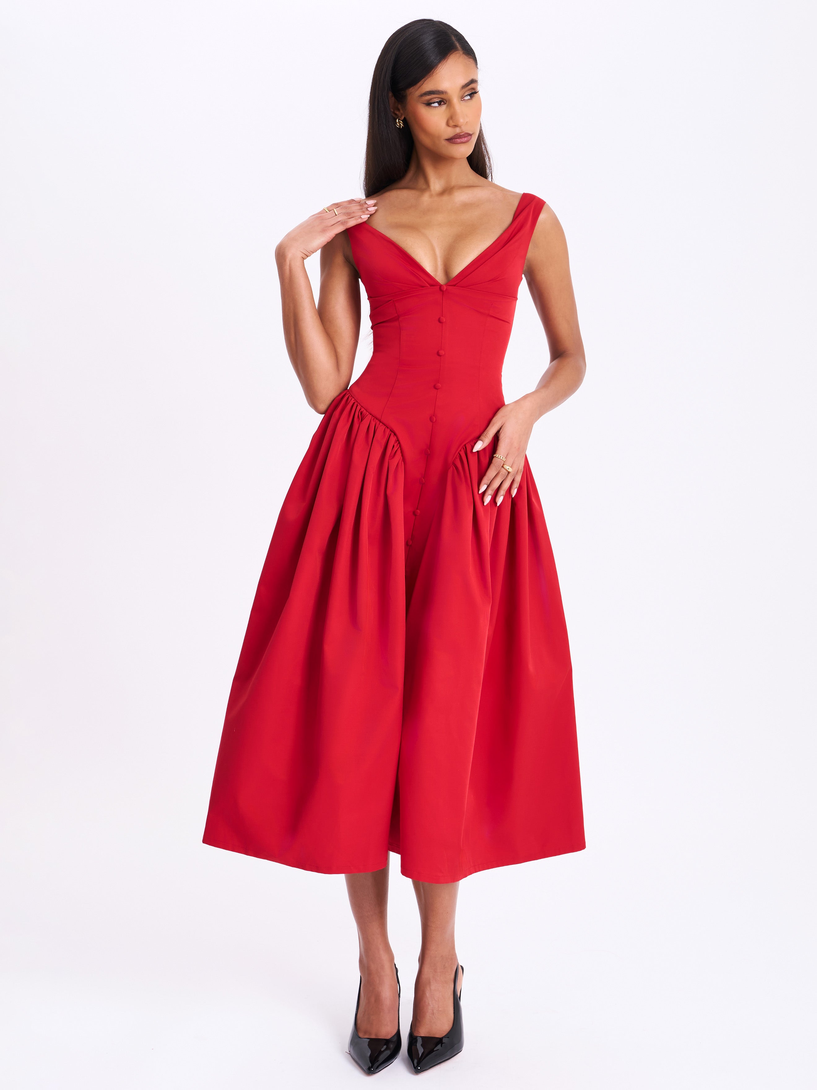 Ovogue-Paris™ | Robe Midi Rouge