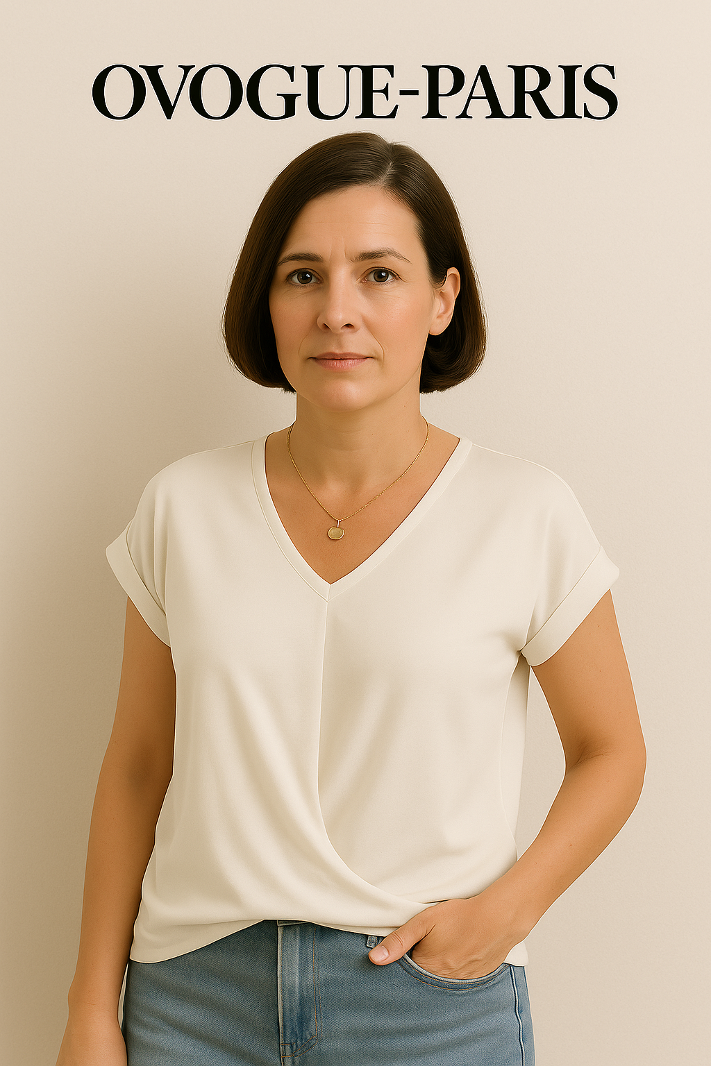 Ovogue-Paris™ | T-shirt décontracté à col en V