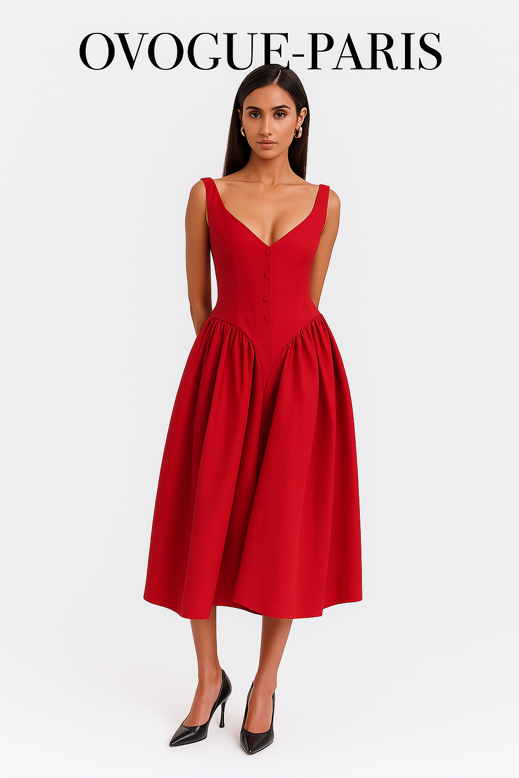 Ovogue-Paris™ | Robe Midi Rouge