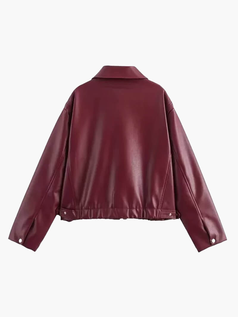 Ovogue-Paris™ | Veste en cuir rouge