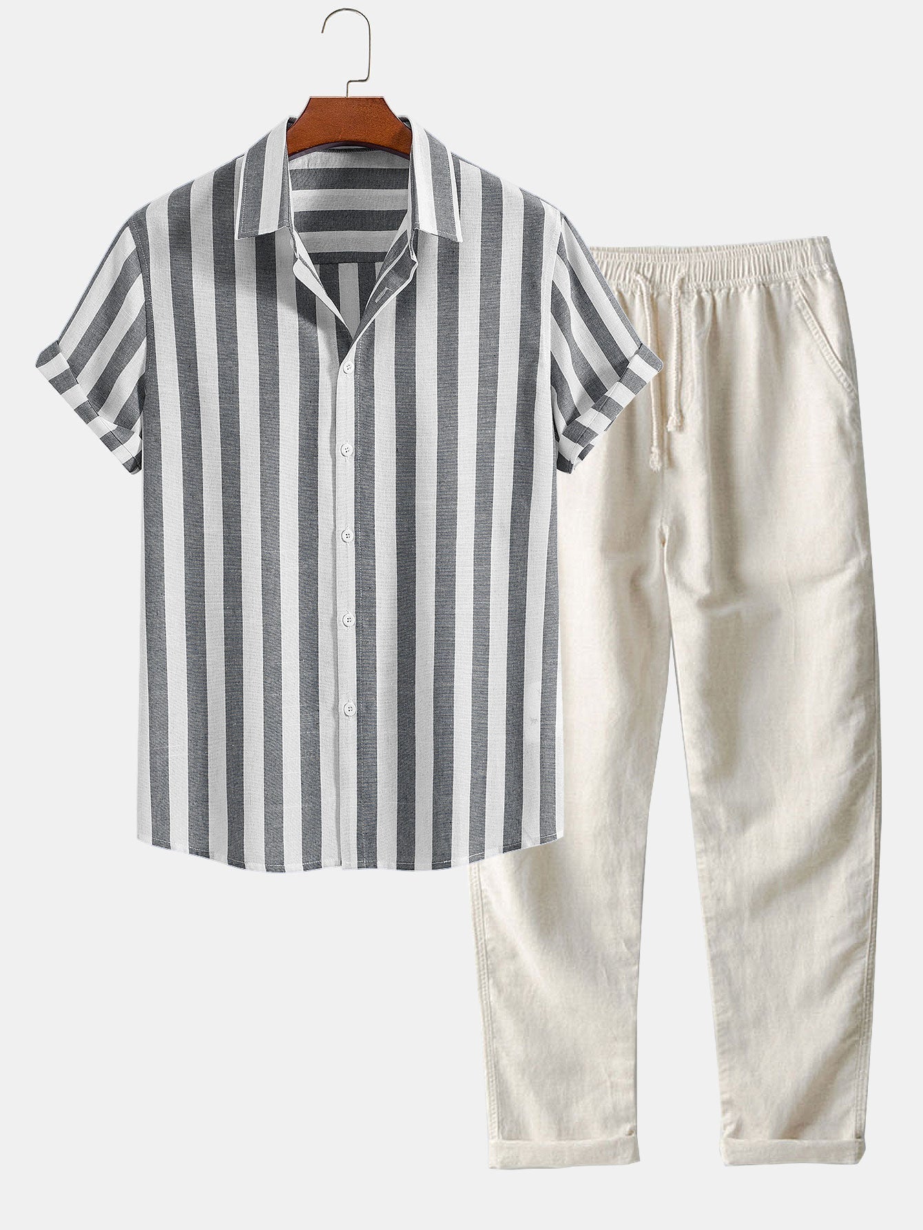 Ovogue-Paris™ | Ensemble d'été rayé à manches courtes