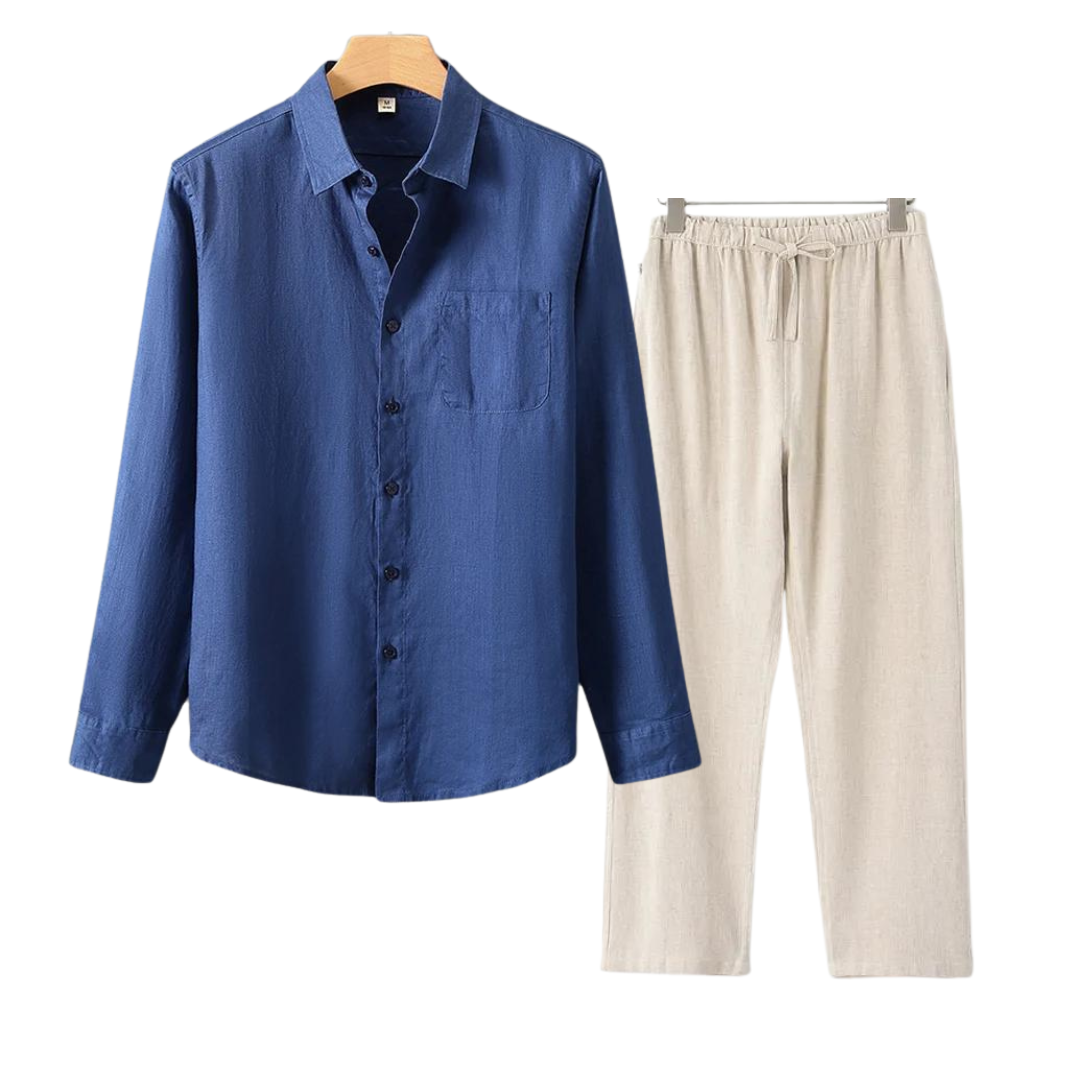 Ovogue-Paris™ | Luxueux ensemble en lin à manches longues