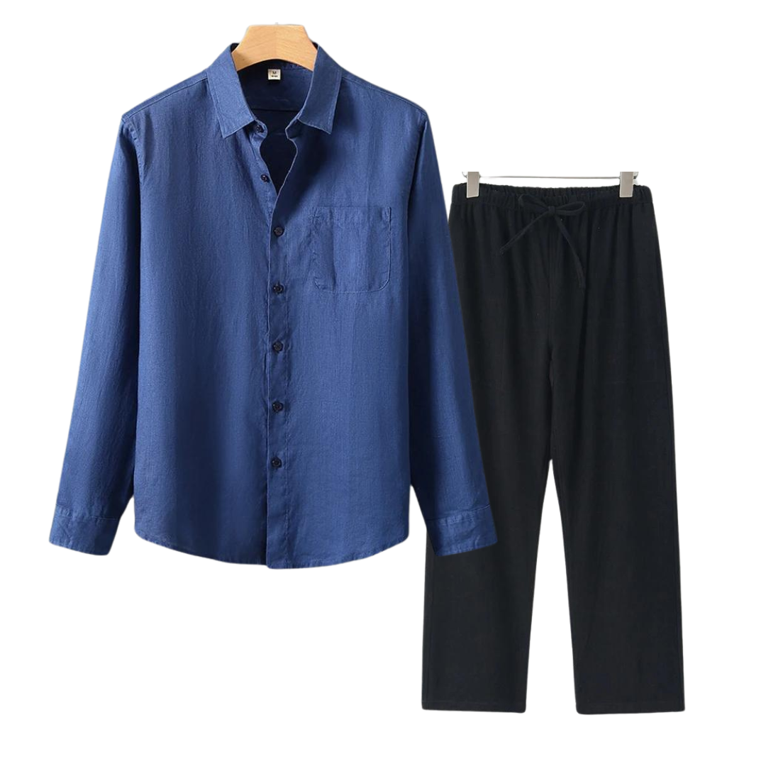 Ovogue-Paris™ | Luxueux ensemble en lin à manches longues
