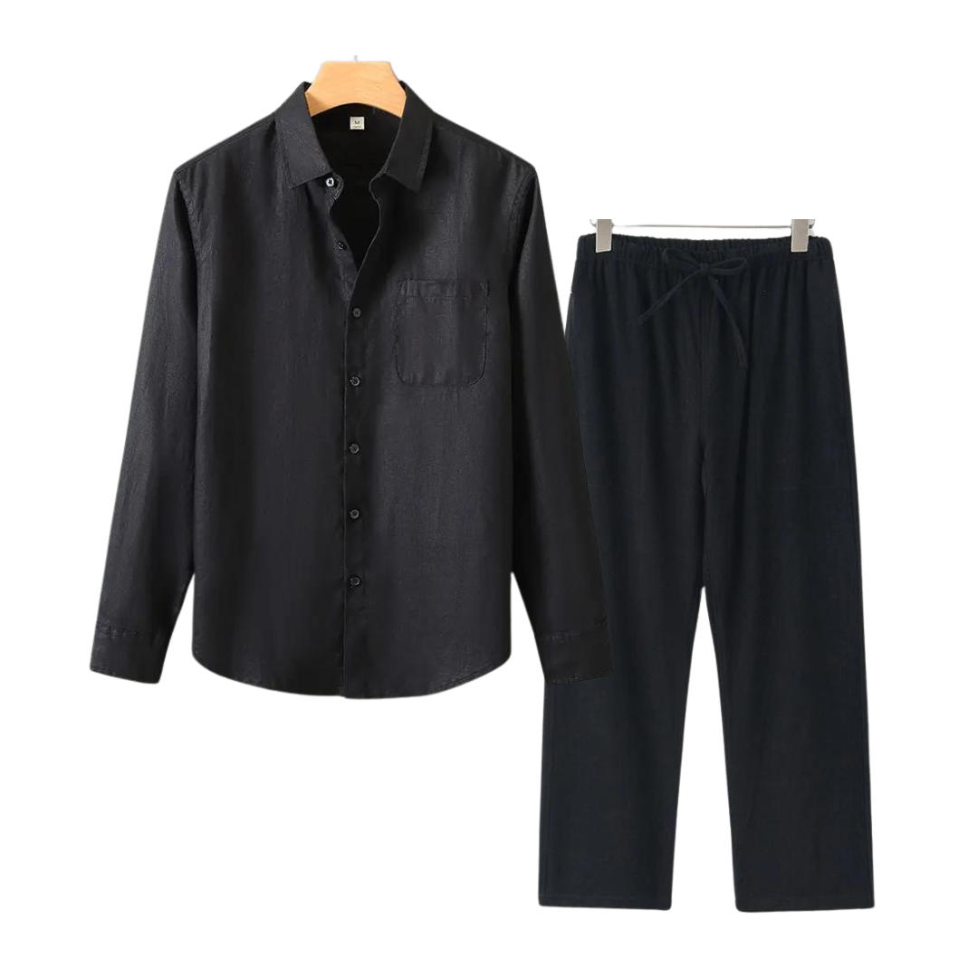Ovogue-Paris™ | Luxueux ensemble en lin à manches longues