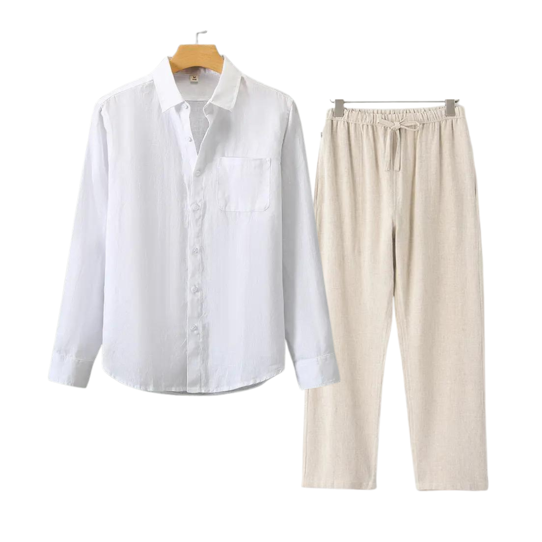 Ovogue-Paris™ | Luxueux ensemble en lin à manches longues
