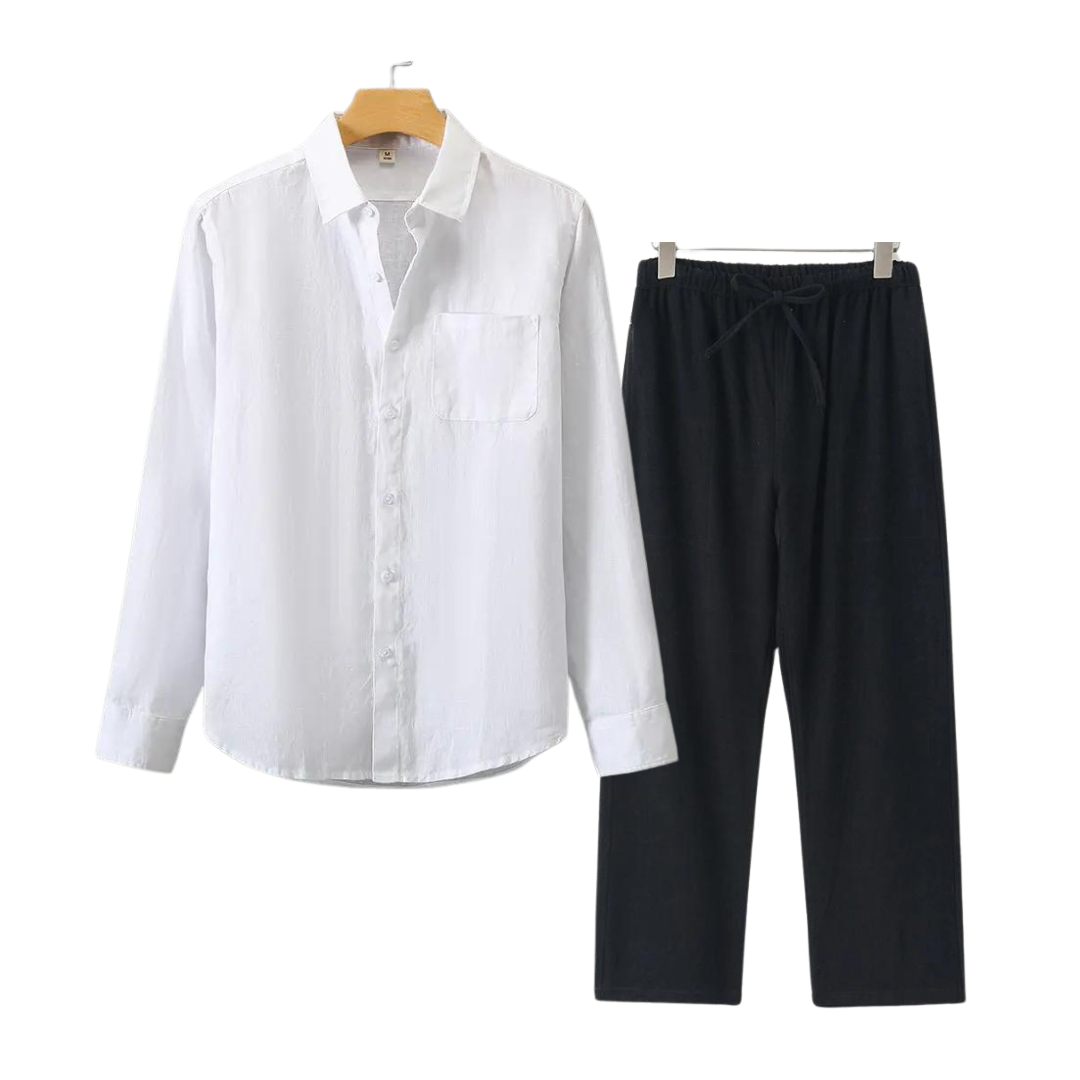 Ovogue-Paris™ | Luxueux ensemble en lin à manches longues