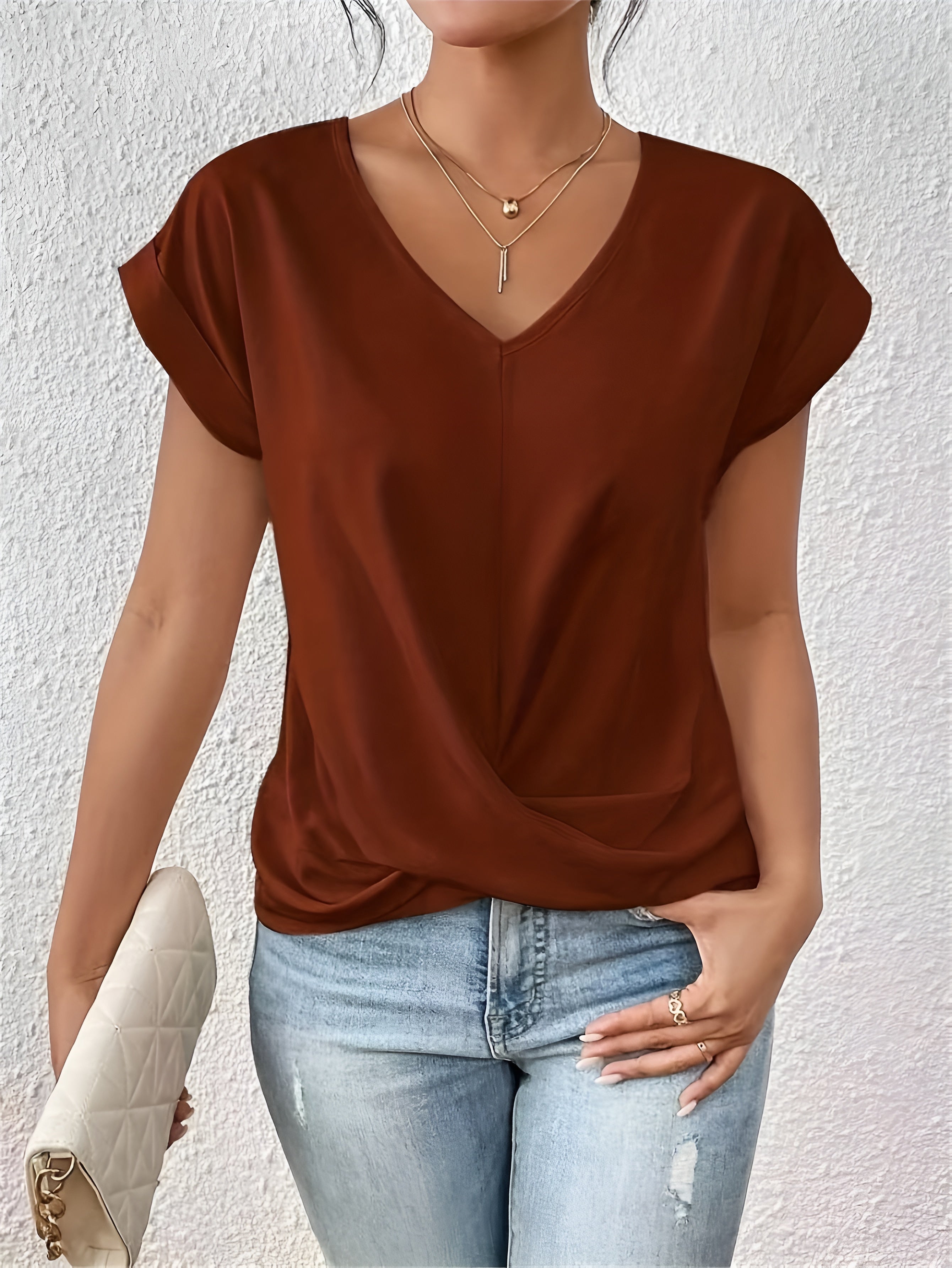 Ovogue-Paris™ | T-shirt décontracté à col en V