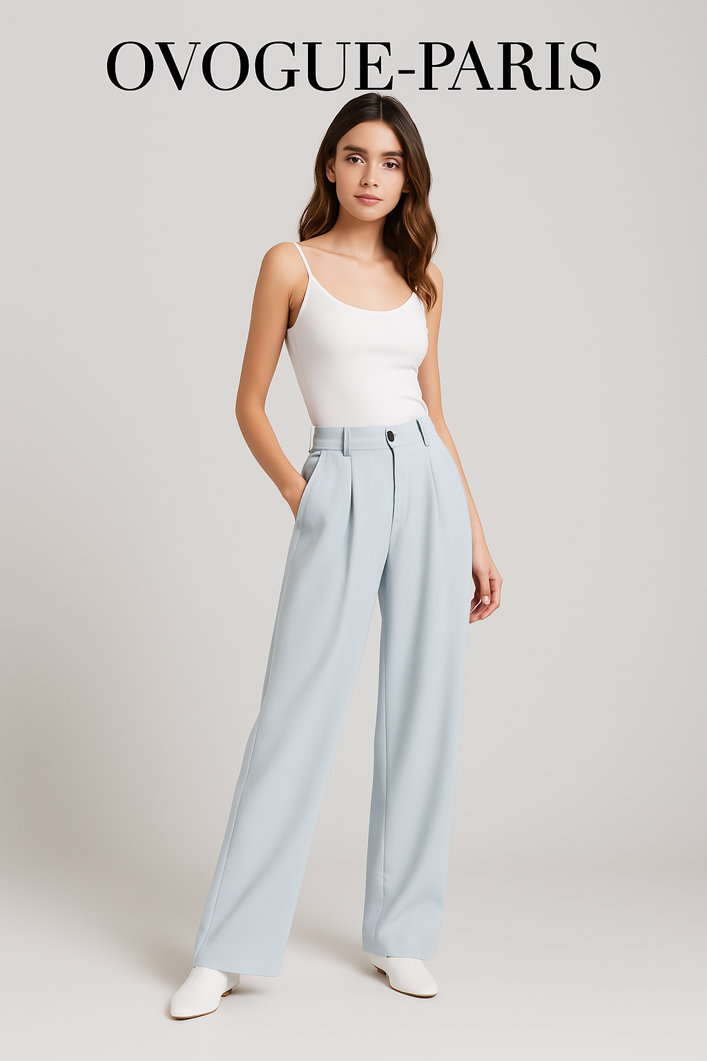 Ovogue-Paris™ | Jean Évasé Bleu Glacier