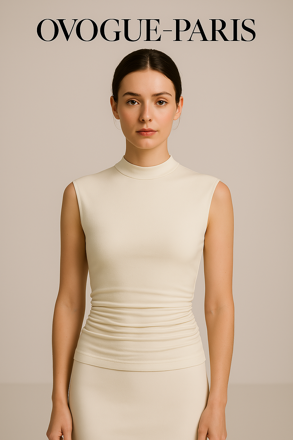 Ovogue-Paris™ | Haut À Col Montant Drapé