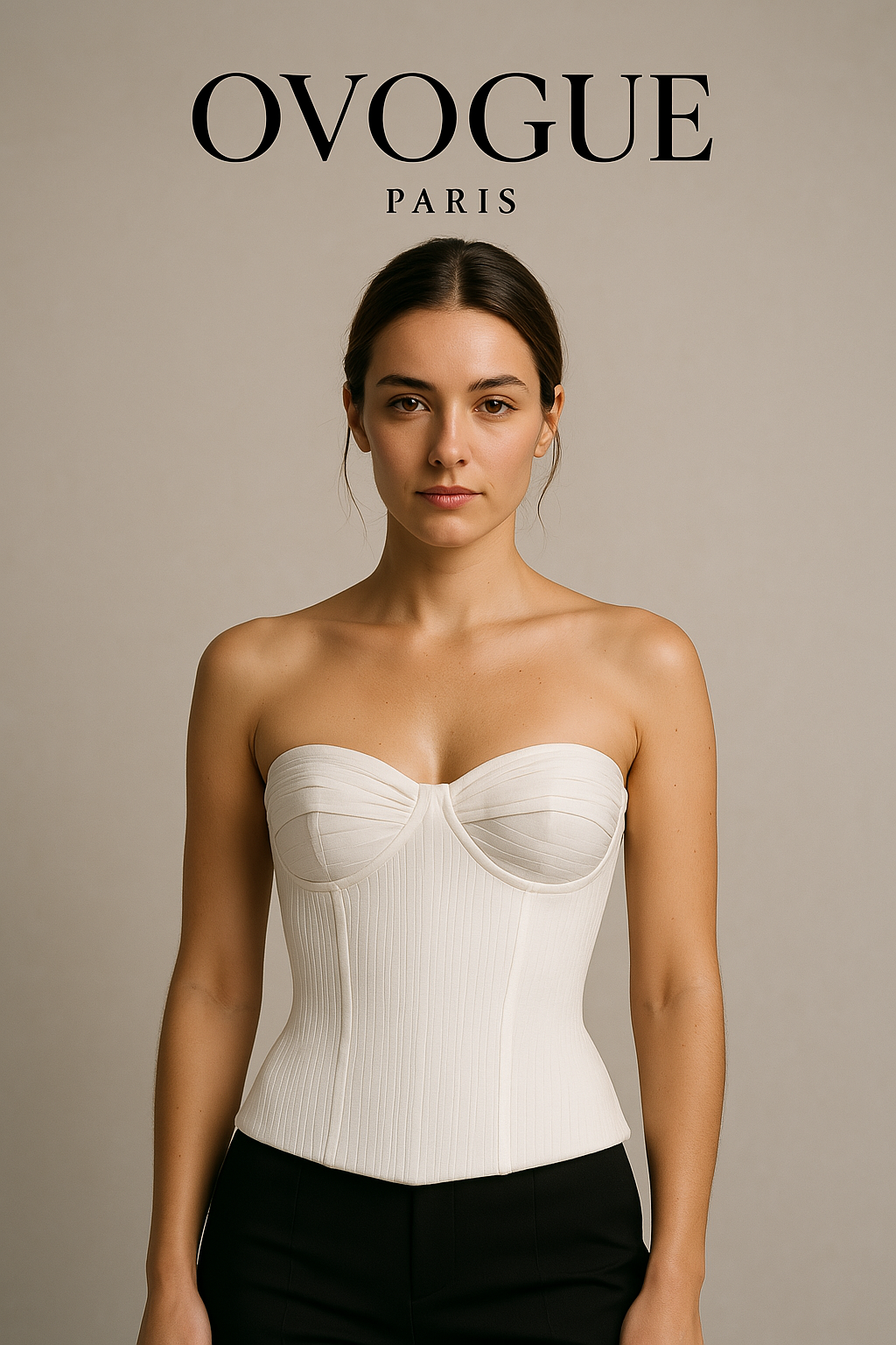 Ovogue-Paris™ | Bustier Côtelé Sans Bretelles