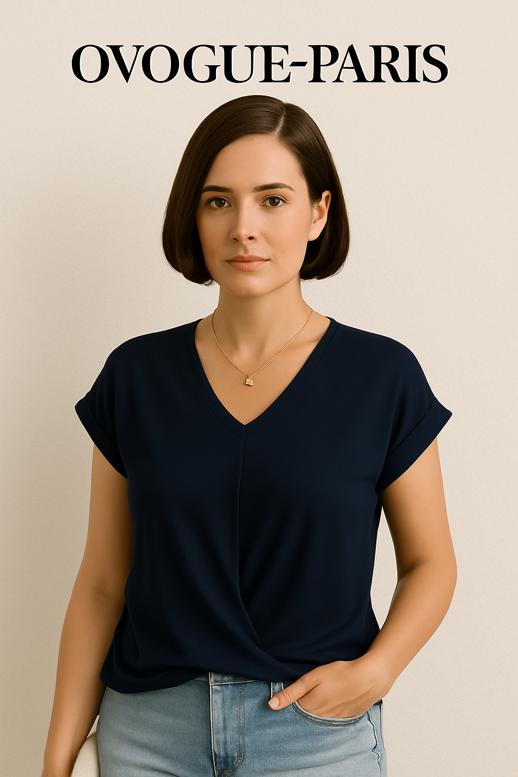 Ovogue-Paris™ | T-shirt décontracté à col en V