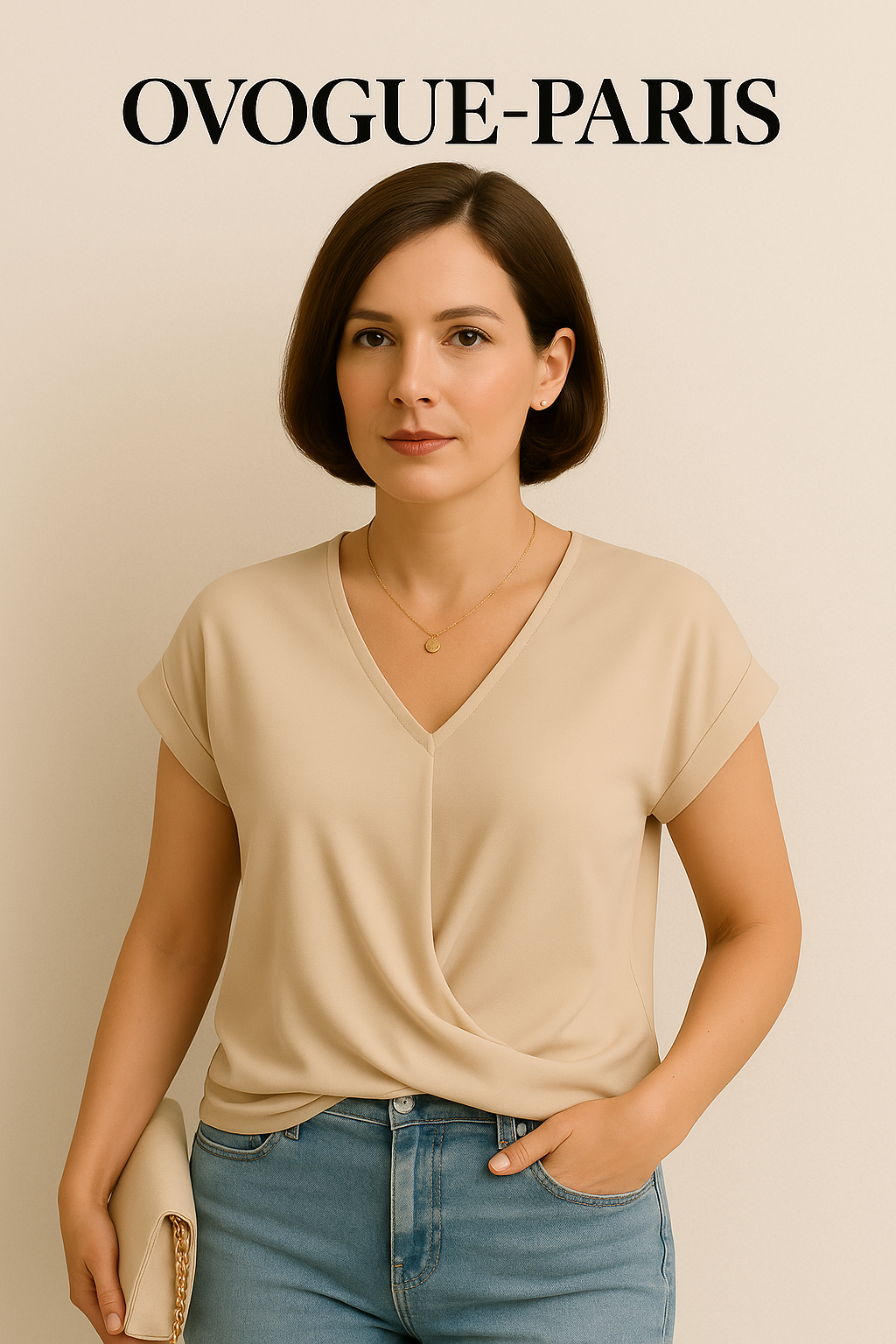 Ovogue-Paris™ | T-shirt décontracté à col en V
