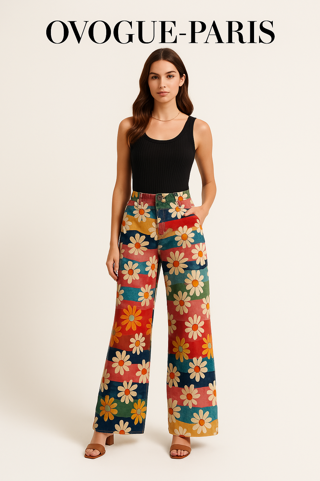 Ovogue-Paris™ | Pantalon retro floral