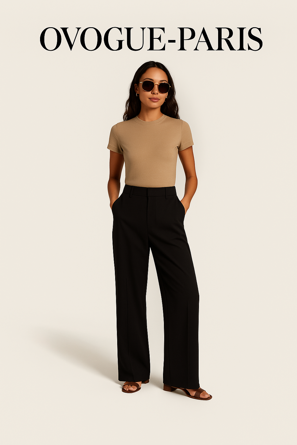 Ovogue-Paris™ | Pantalon larges taille - Noir