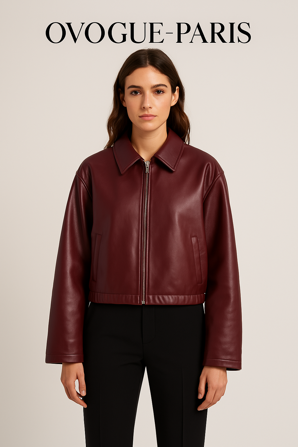 Ovogue-Paris™ | Veste en cuir rouge