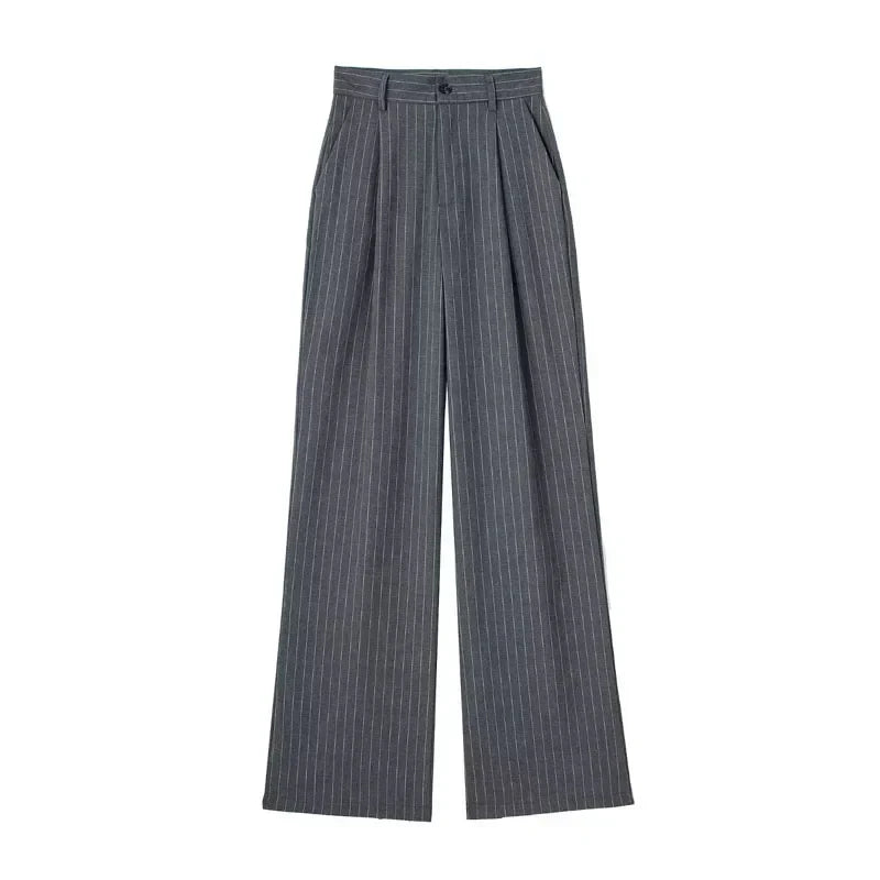 Ovogue-Paris™ | Pantalon Large à Rayures Élégantes