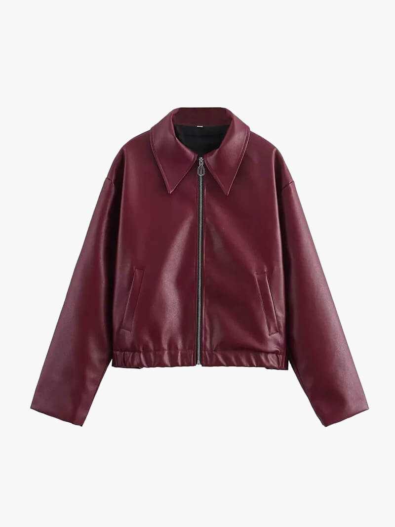 Ovogue-Paris™ | Veste en cuir rouge